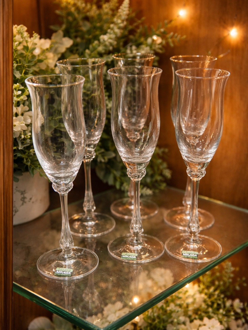 (6) Vintage Mikasa Ardmore Crystal Champagne Flutes, 1982-1993 Now Discontinued